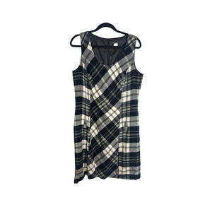 Size 12 VENUS Black & White Drop Waist Plaid Sleeveless Mini Dress